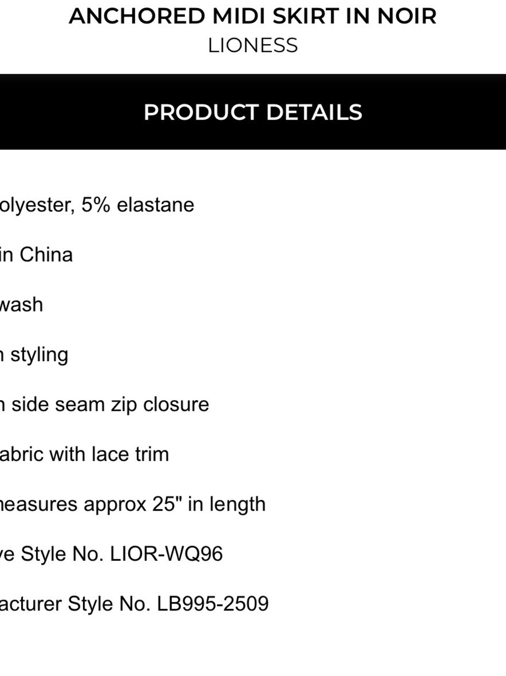 Lioness black slip skirt - Picture 2 of 7
